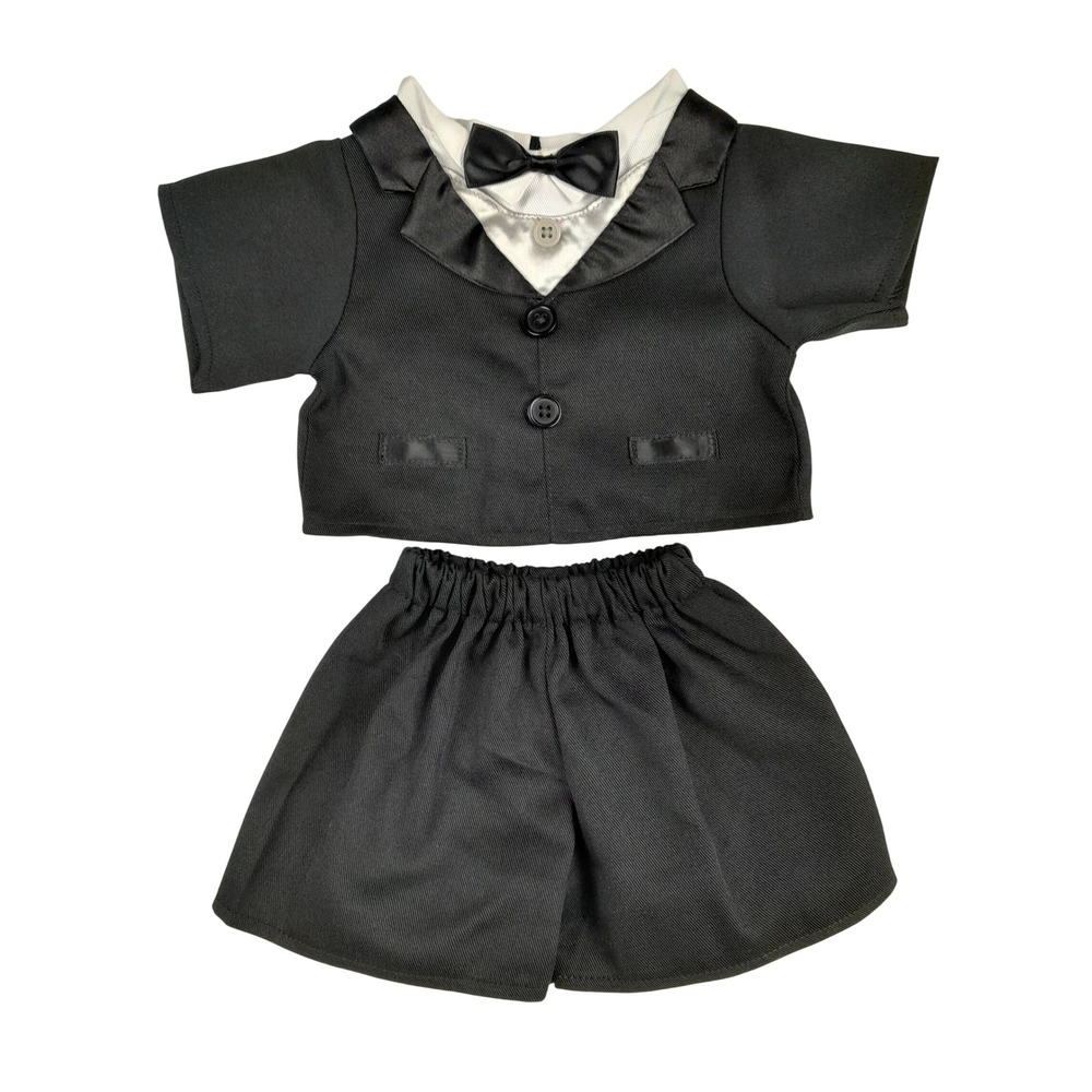 Build-A-Bear Workshop Black Tuxedo 2 Piece Outfit Stuffed Animal Clothes Bow Tie